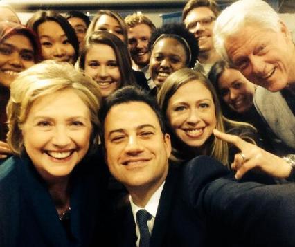 Hillary Clinton, Jimmy Kimmel, Chelsea & Bill Clinton