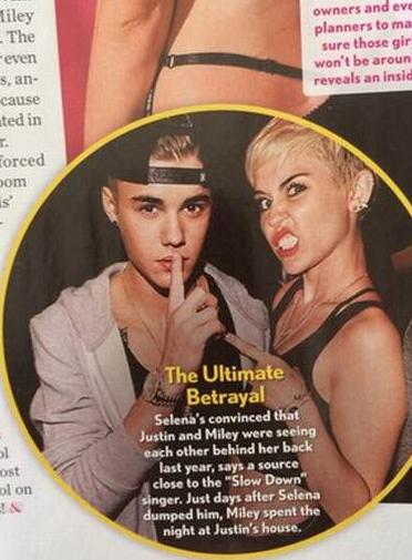 Justin Bieber / Miley Cyrus (žurnalo iškarpa)