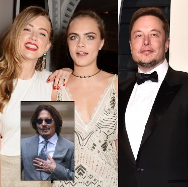 Amber Heard & Cara Delevingne / Johnny Depp / Elon Musk