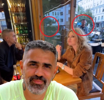 Bushido ir Frauke Ludowig (fone - asmens sargybiniai)